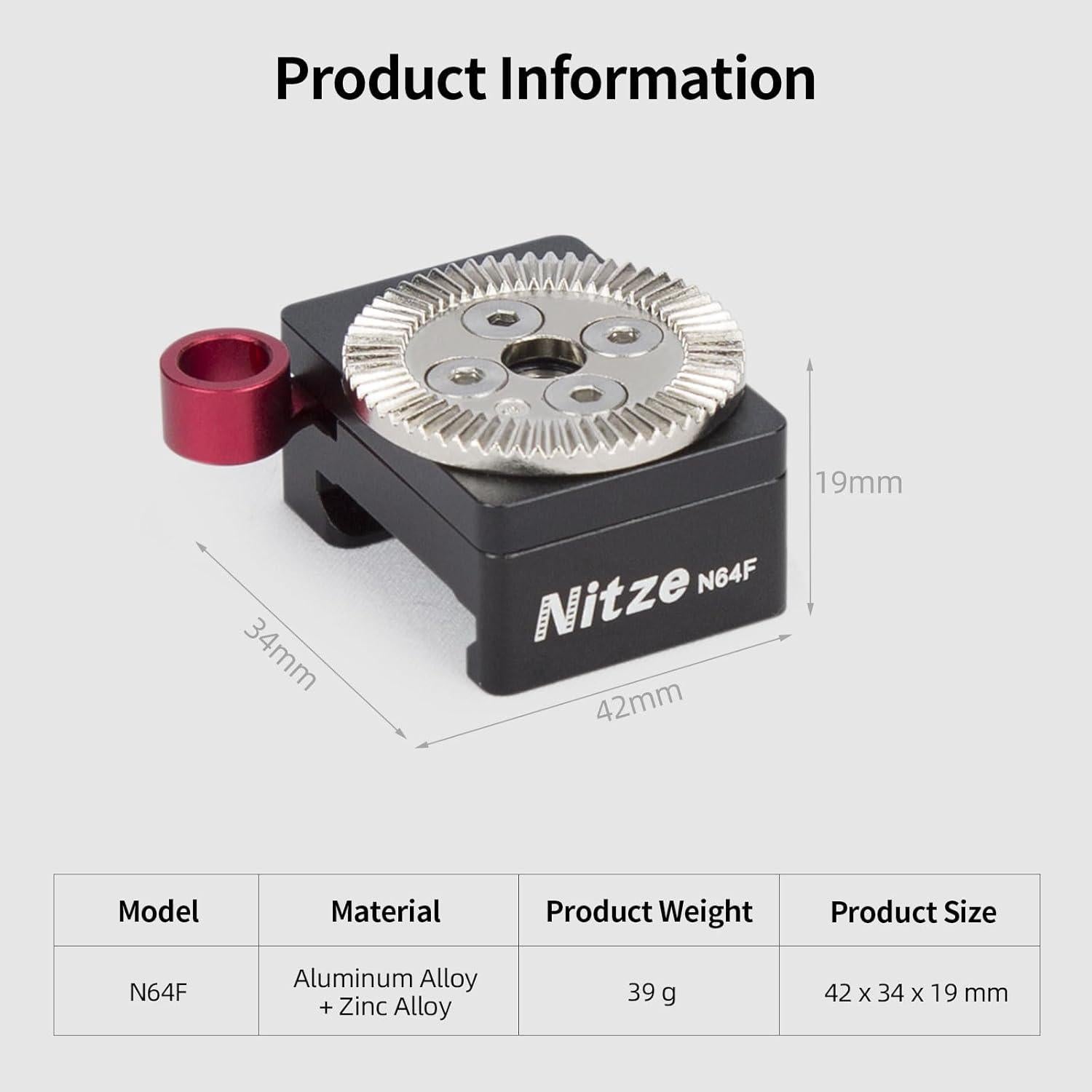 Abrazadera NATO Nitze N64F con roseta ARRI estándar 39g