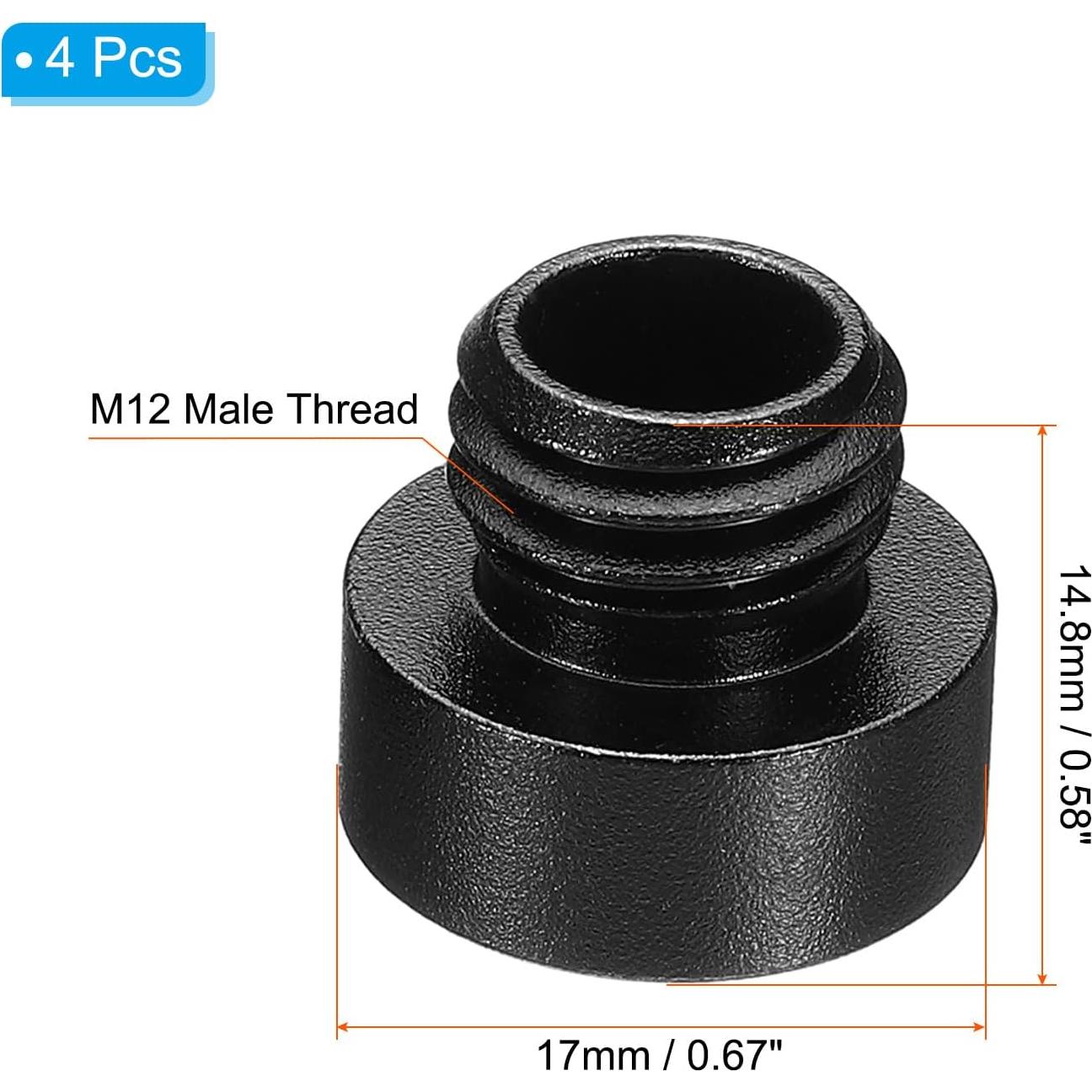 Tapón de Varilla 15mm PATIKIL - Paquete de 4 Aluminio Negro