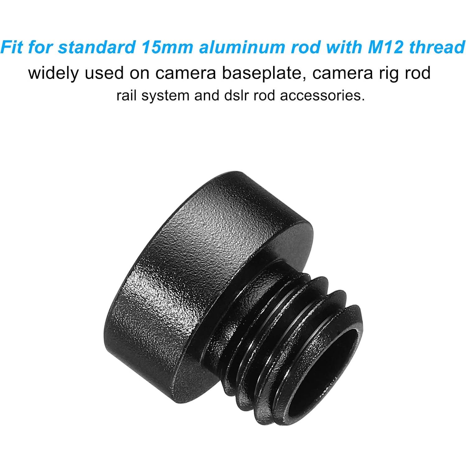 Tapón de Varilla 15mm PATIKIL - Paquete de 4 Aluminio Negro