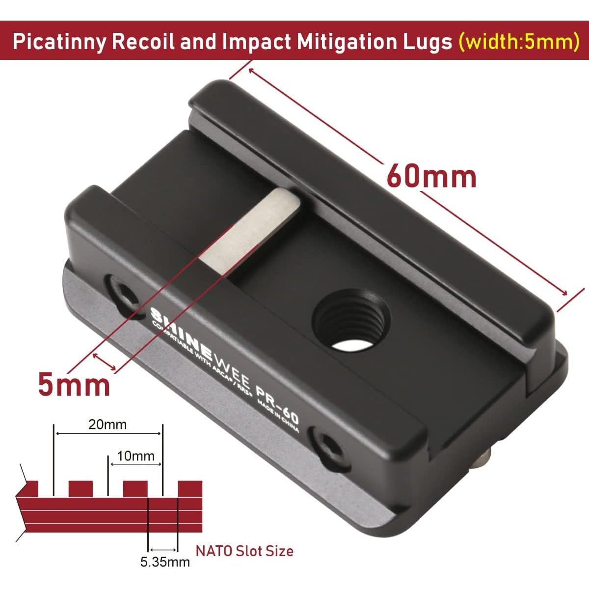 Adaptador Picatinny a Arca Suiza SHINEWEE 3.81 cm