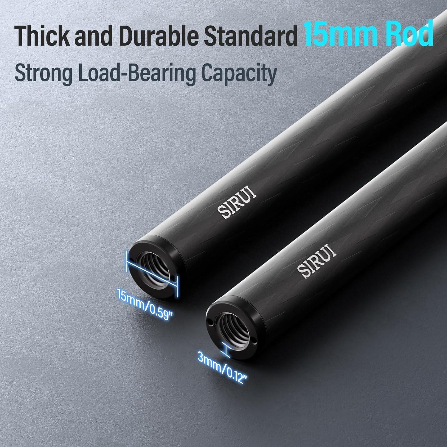 Sistema de Soporte de Riel 15mm SIRUI con Placa ARCA y Varillas de Carbono 30cm