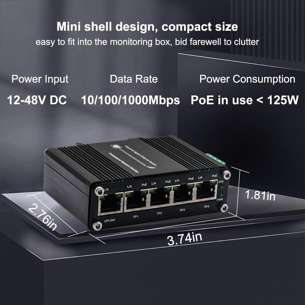 Mini Switch Ethernet Gigabit PoE 5 Puertos TenxoxneT