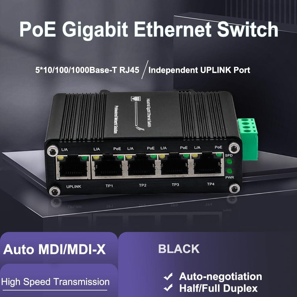 Mini Switch Ethernet Gigabit PoE 5 Puertos TenxoxneT
