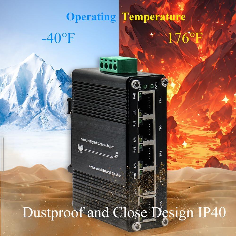 Mini Switch Ethernet Gigabit PoE 5 Puertos TenxoxneT