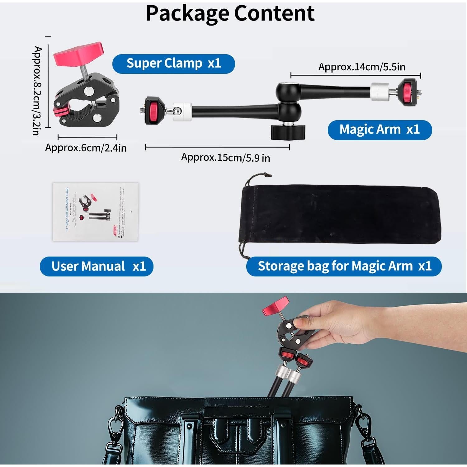 Brazo Mágico HEMMOTOP MS02 28 cm Carga 2.5 kg Ajustable