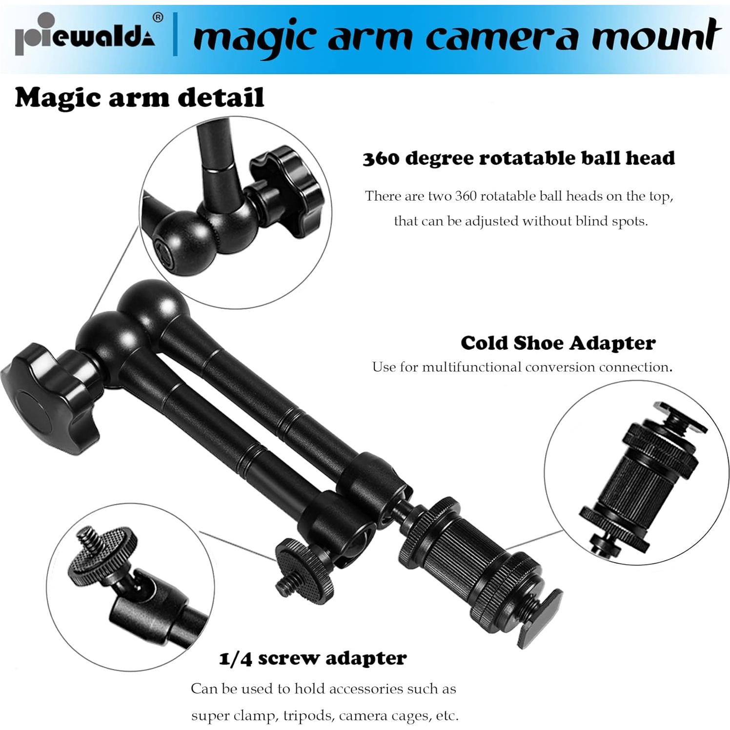 Brazo Mágico de Cámara Liveda 28 cm Ajustable con Abrazadera