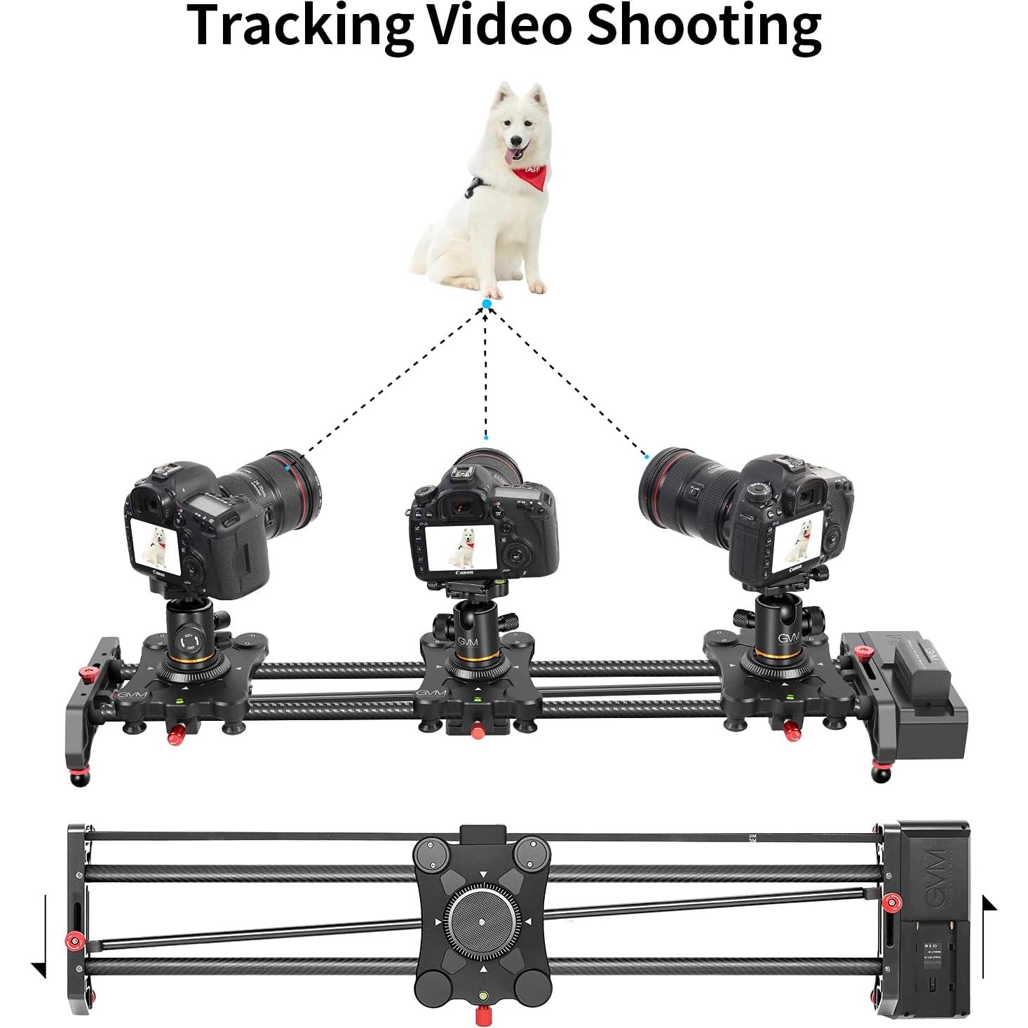 Deslizador de Cámara Motorizado GVM 80cm Fibra de Carbono Inalámbrico