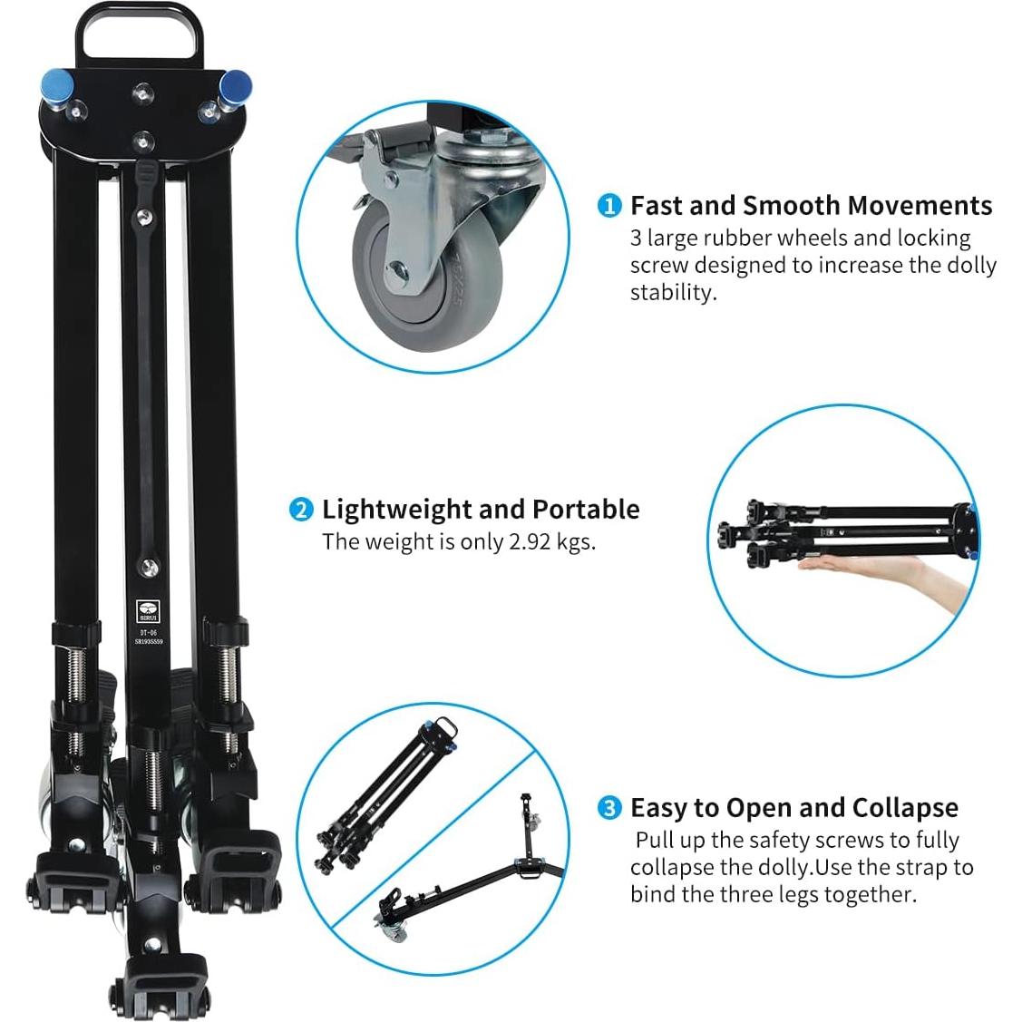 Carro de trípode SIRUI DT-06 para video - Carga 50kg