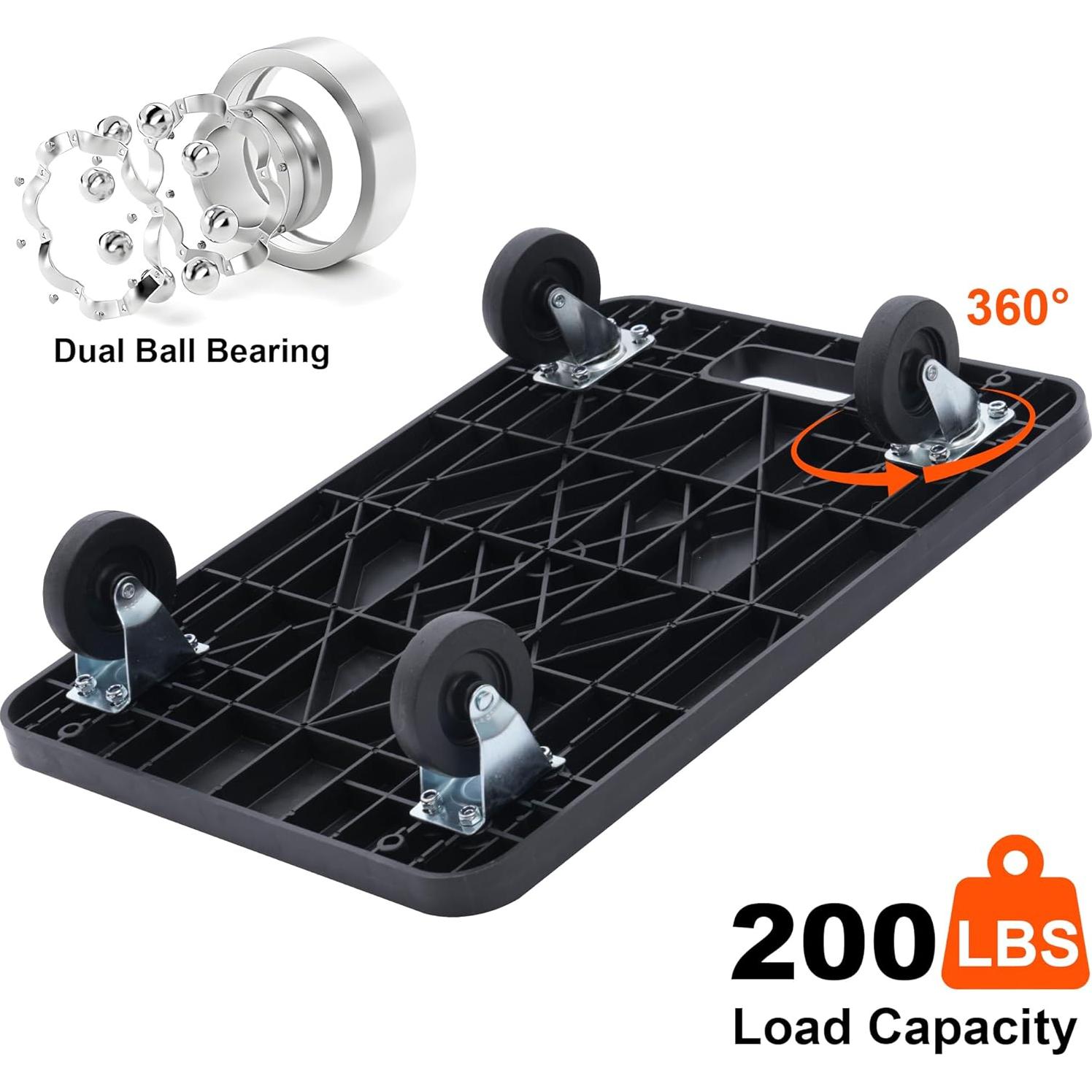 Carro de Polipropileno MaxWorks 50915 - 90.7 kg, Negro