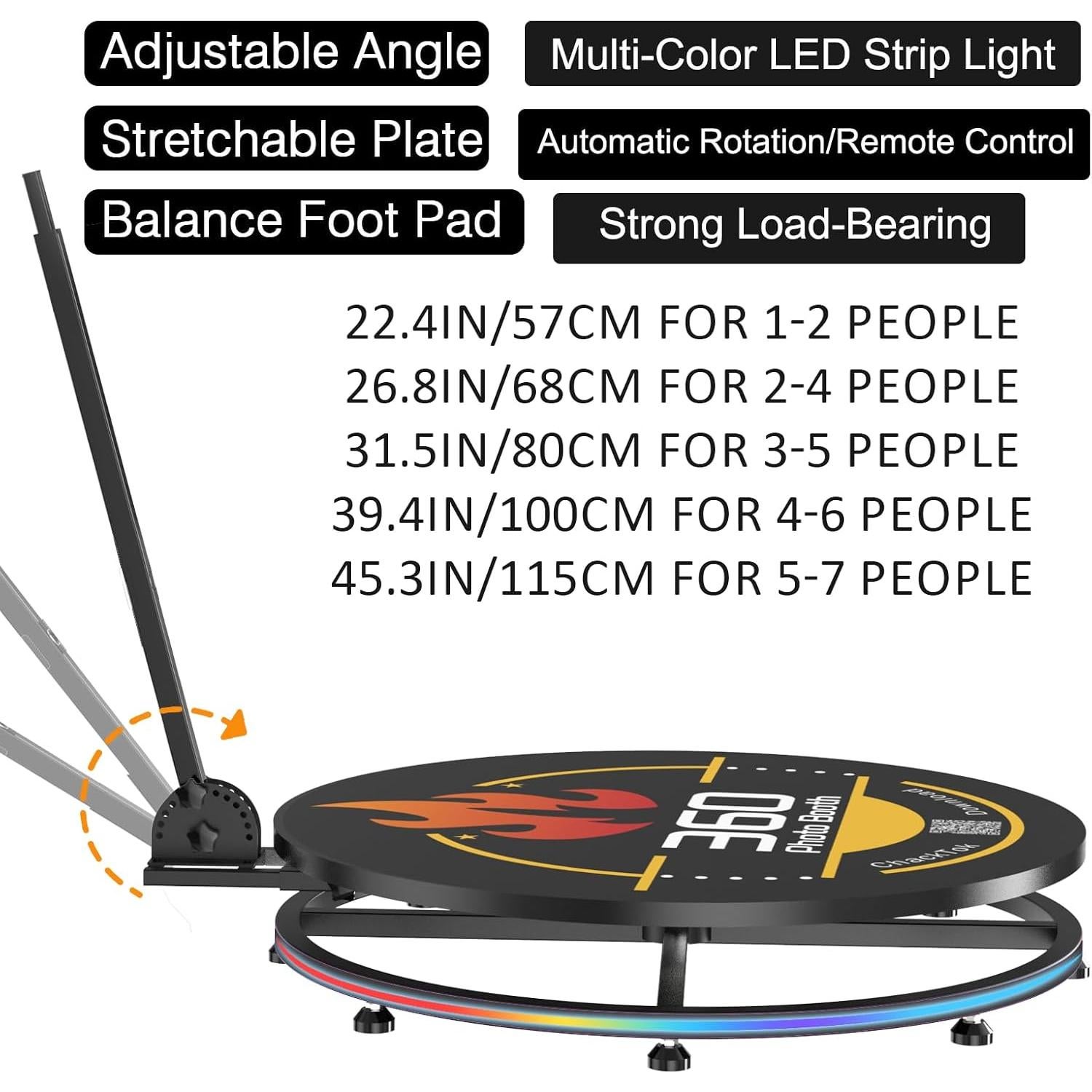 MWE 360 Fotomatón para Fiestas 68cm con Luz RGB y Control APP