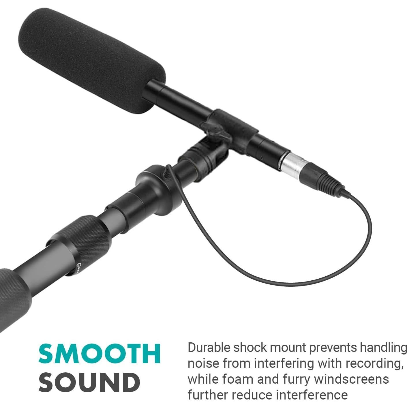 Micrófono de Escopeta Movo Boom con Soporte Telescópico 2.99m