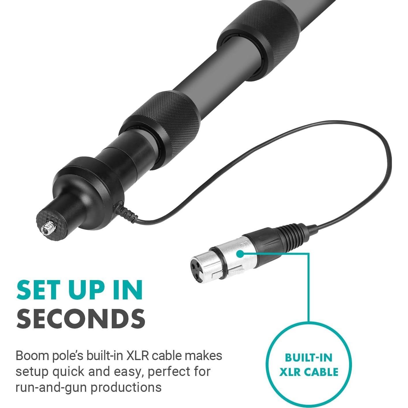 Micrófono de Escopeta Movo Boom con Soporte Telescópico 2.99m