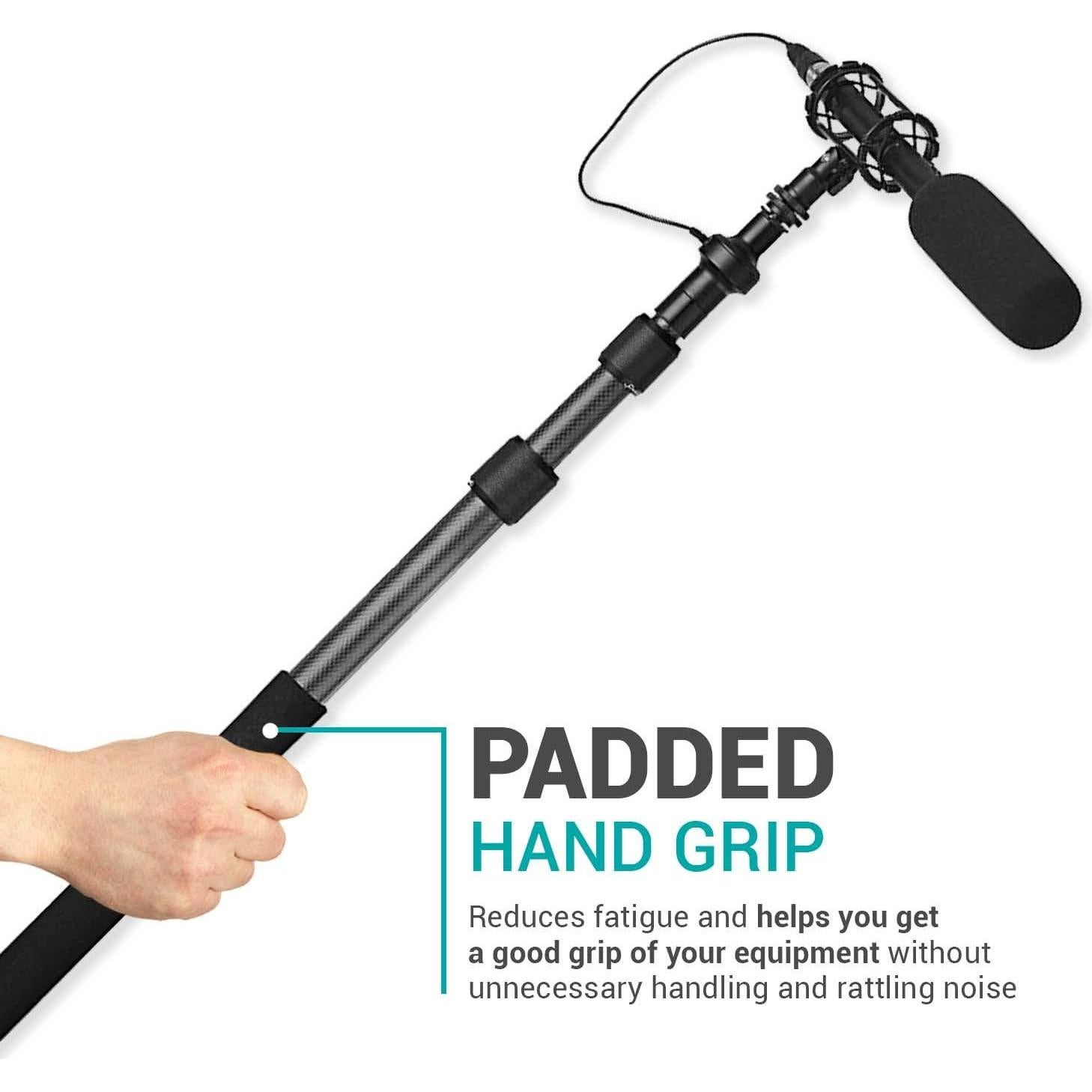 Movo CMP-25 Microphone Boom Pole with Integrated Microphone Cable for XLR Microphones - 8.2' ft Adjustable Telescoping Extension Pole