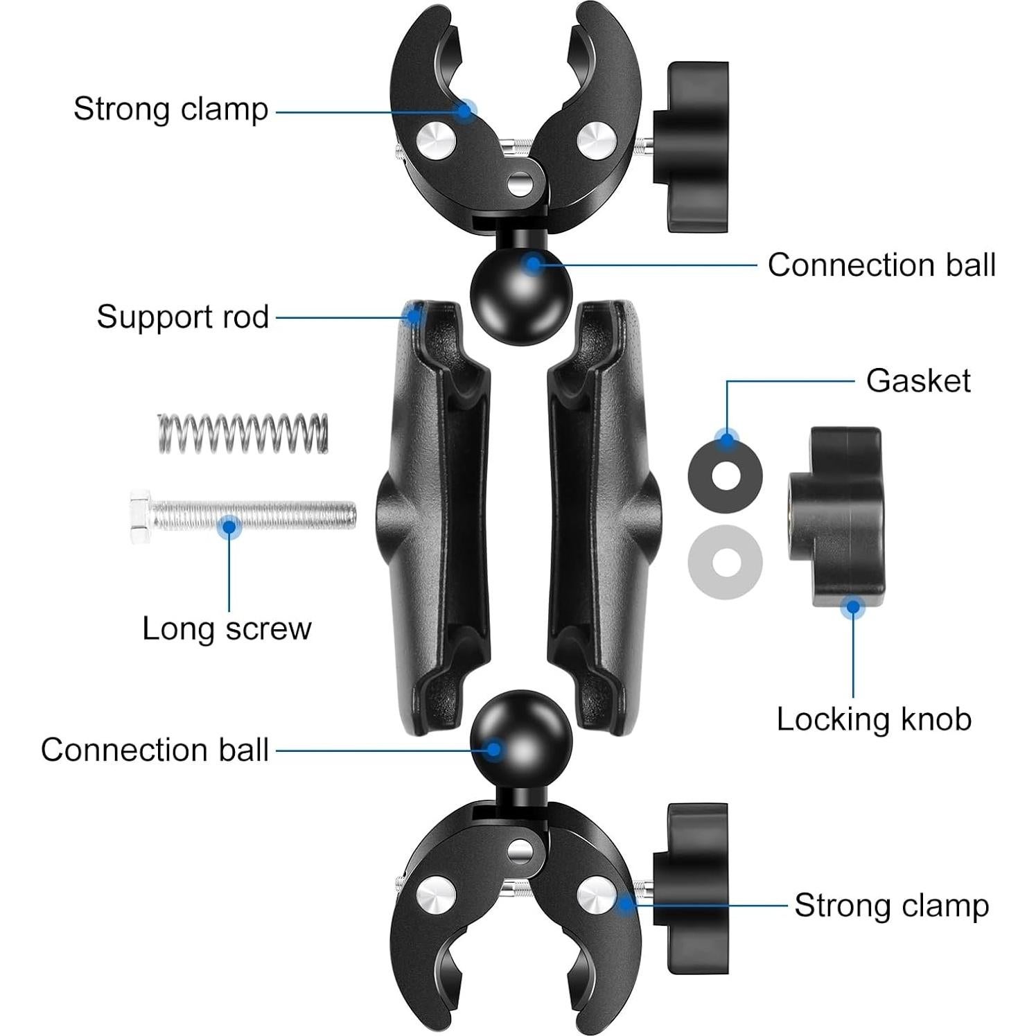 Soporte de Doble Cámara PULUZ con Abrazadera y Cabeza de Bola