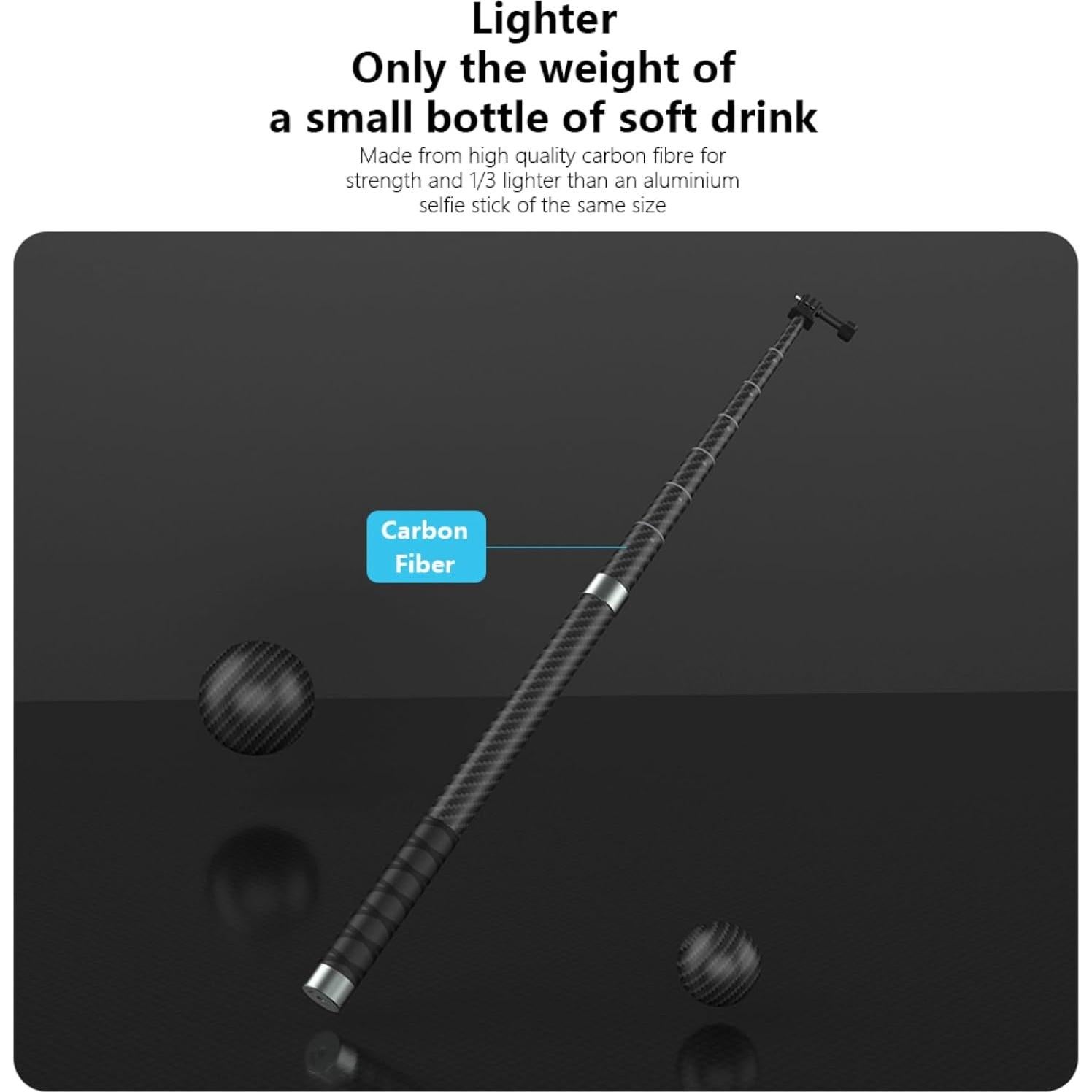 Palo Selfie Telescópico NEOSOU 2.6m Fibra de Carbono Impermeable