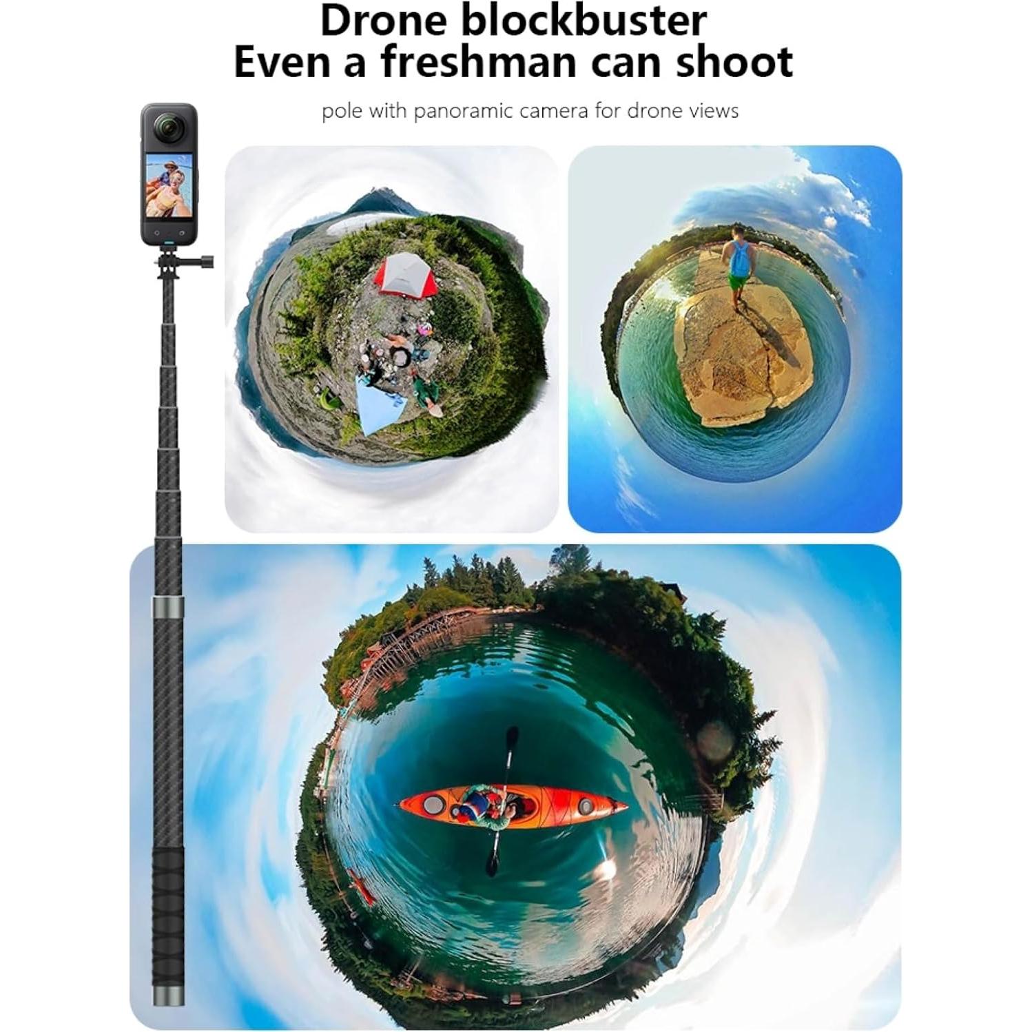 Palo Selfie Telescópico NEOSOU 2.6m Fibra de Carbono Impermeable