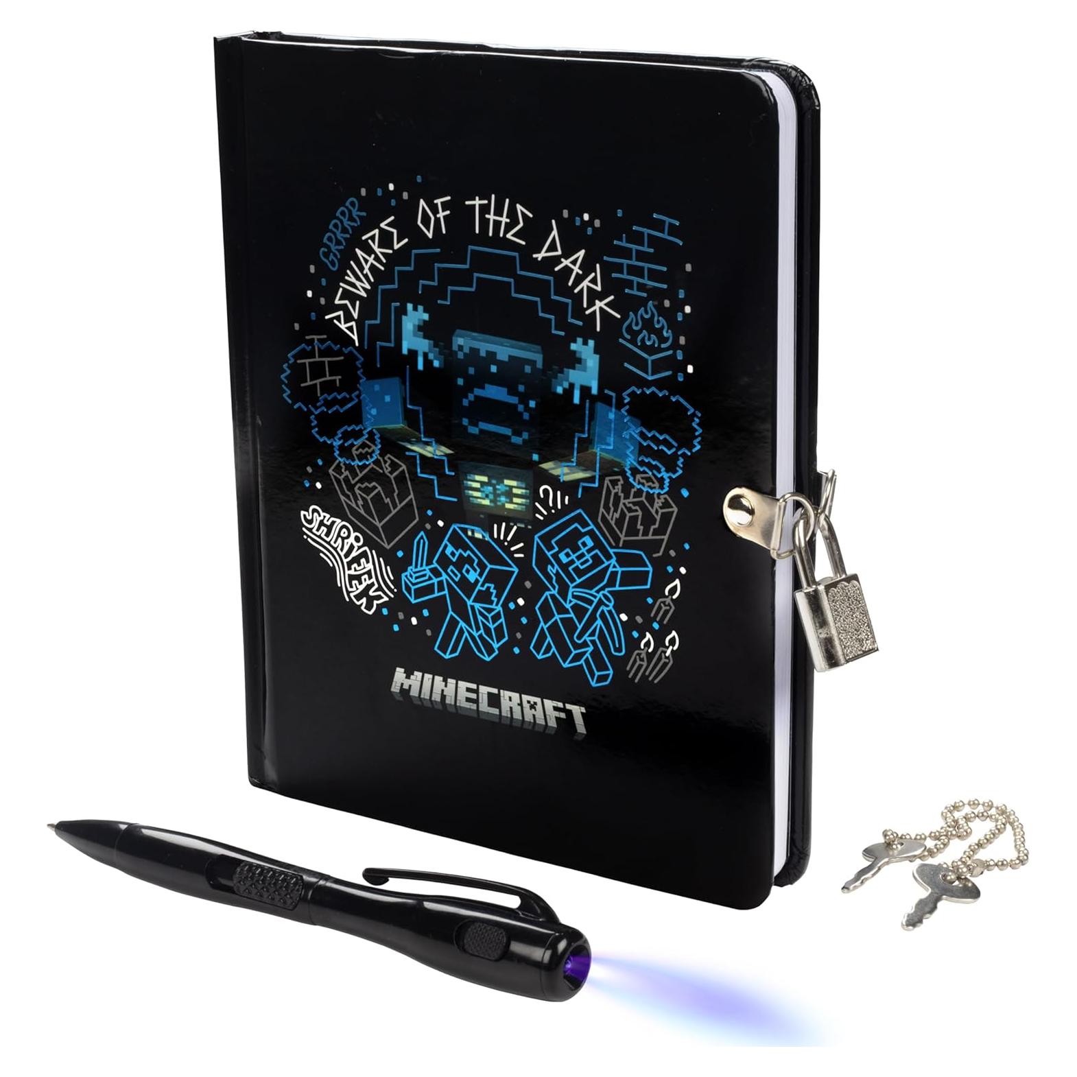 Diario Minecraft con Cerradura y Llave - 192 Páginas con Bolígrafos UV