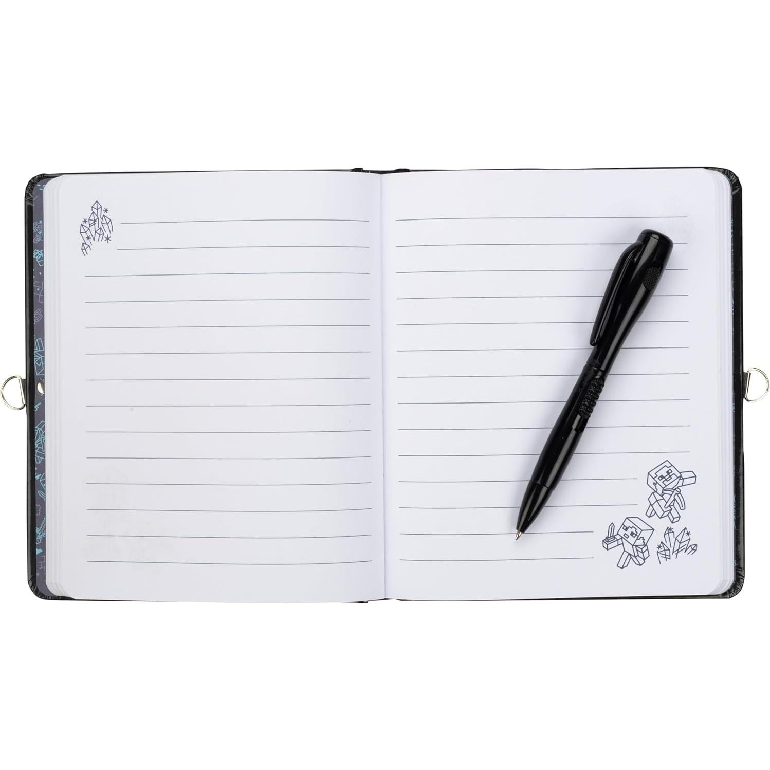 Diario Minecraft con Cerradura y Llave - 192 Páginas con Bolígrafos UV