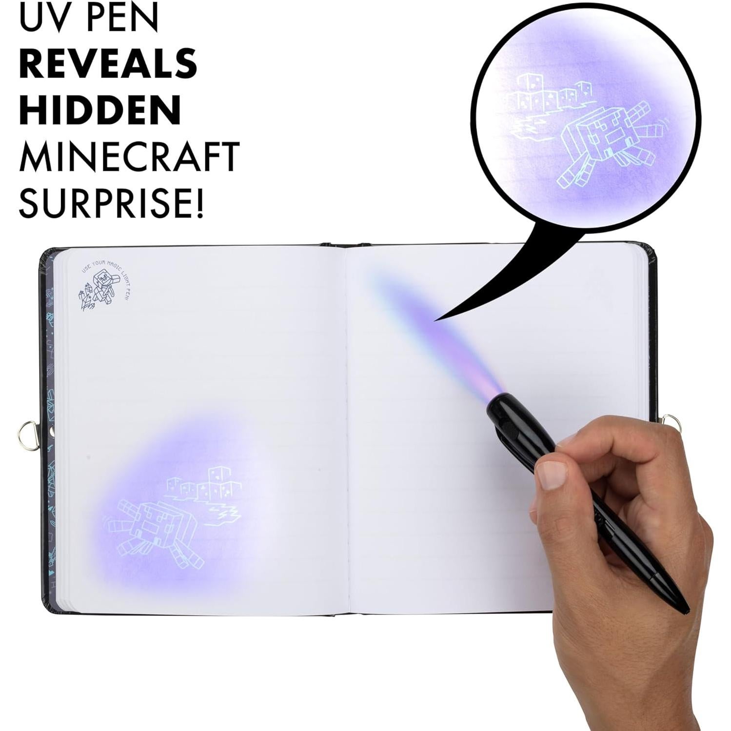 Diario Minecraft con Cerradura y Llave - 192 Páginas con Bolígrafos UV
