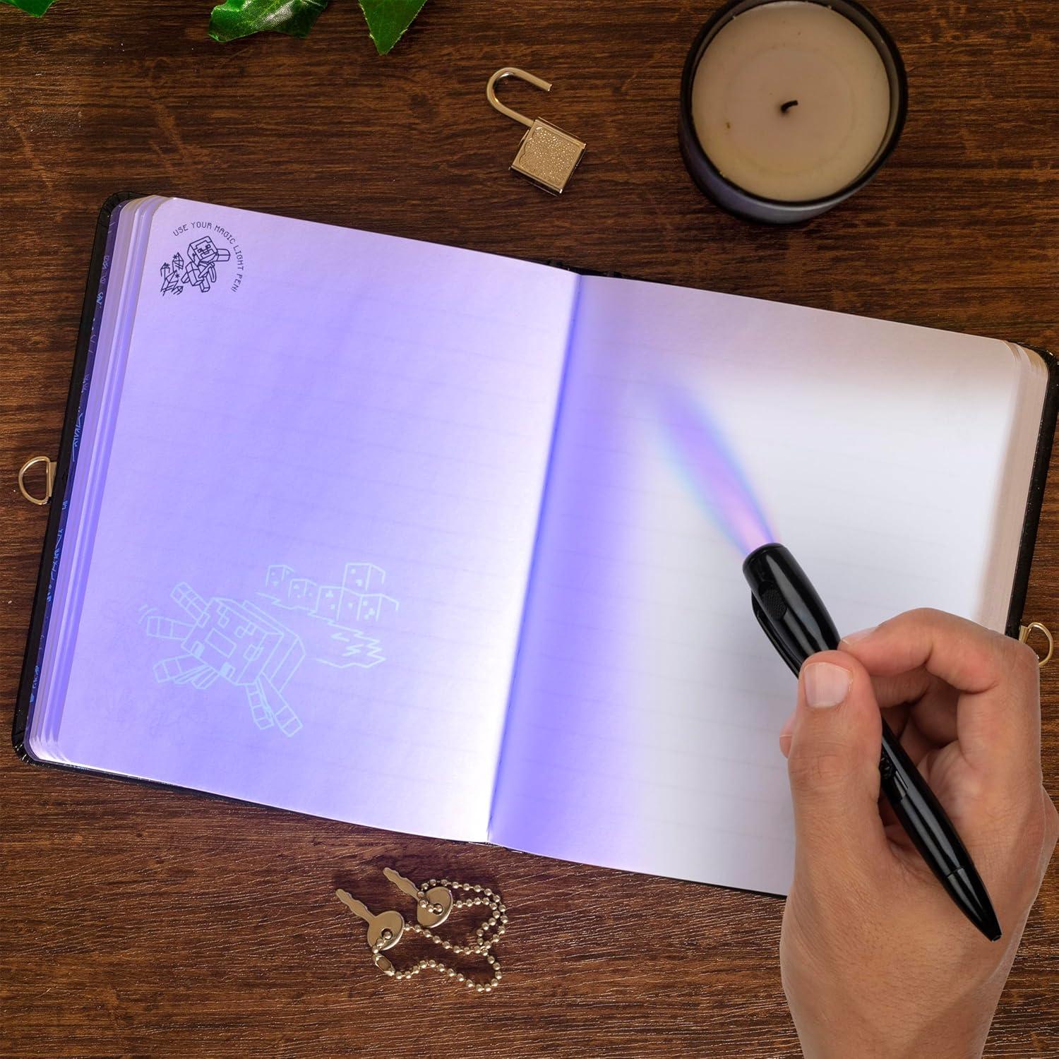 Diario Minecraft con Cerradura y Llave - 192 Páginas con Bolígrafos UV