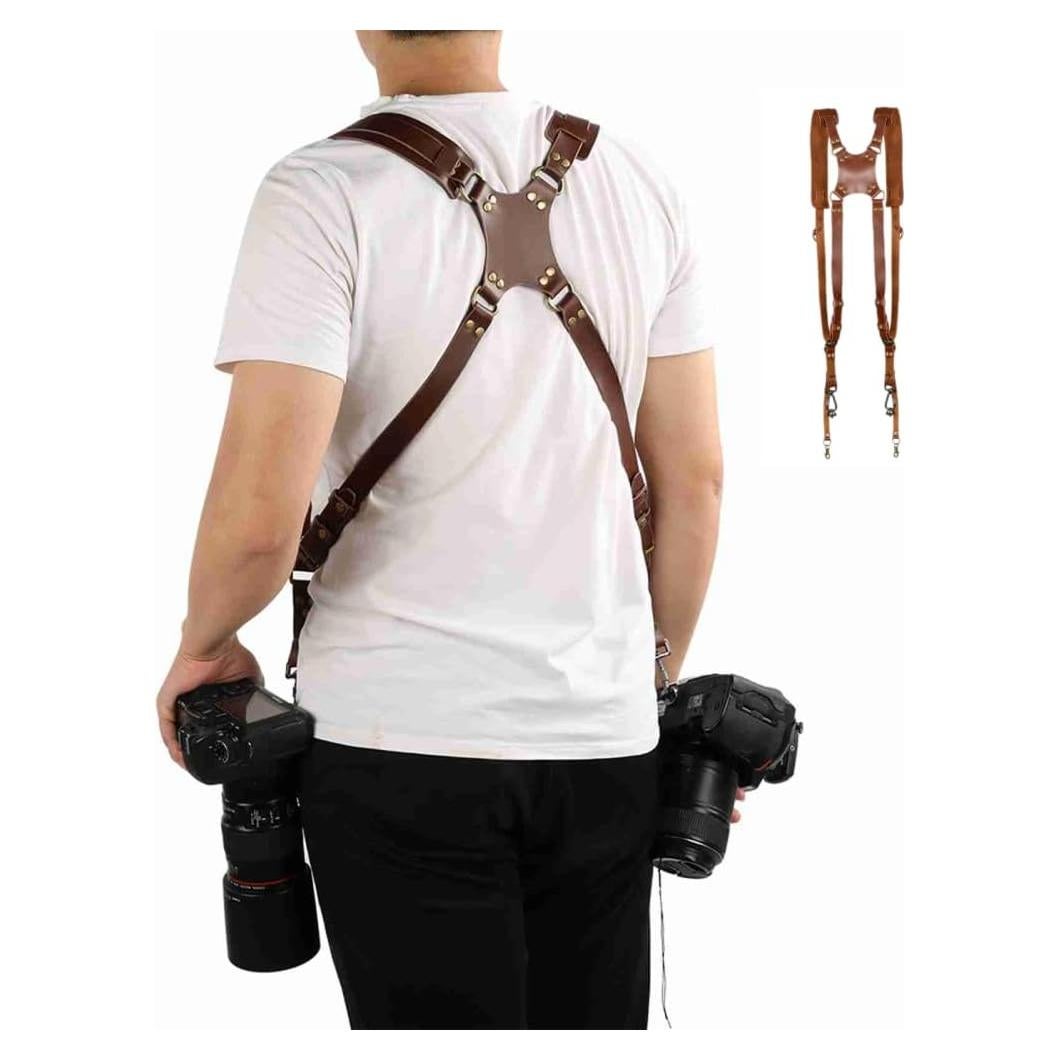 Correa de cámara doble ajustable Cocoarm de cuero