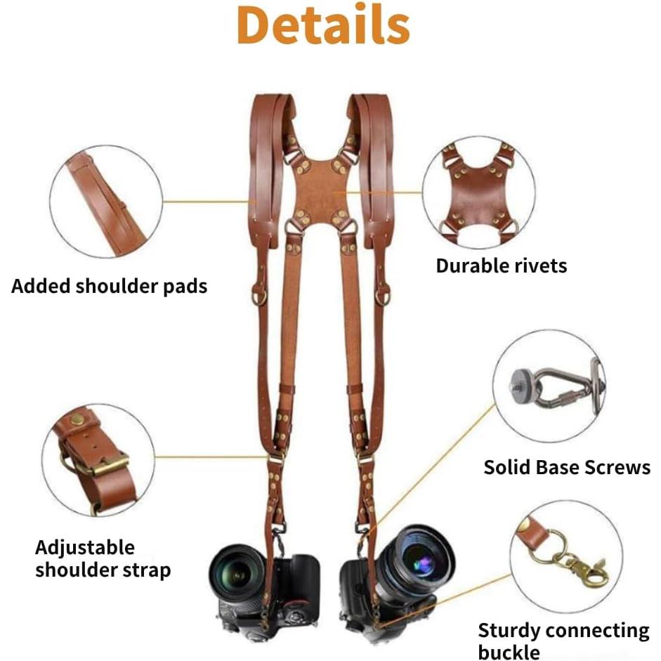 Correa de cámara doble ajustable Cocoarm de cuero