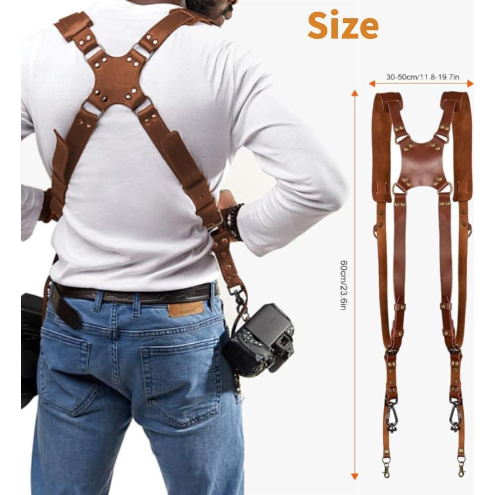 Correa de cámara doble ajustable Cocoarm de cuero