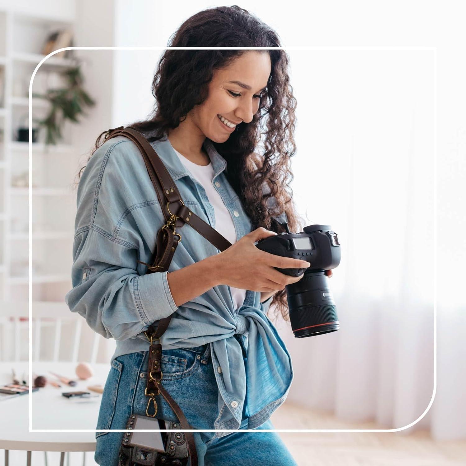 Correa de cámara de cuero LEDR 4J para 1 o 2 DSLR