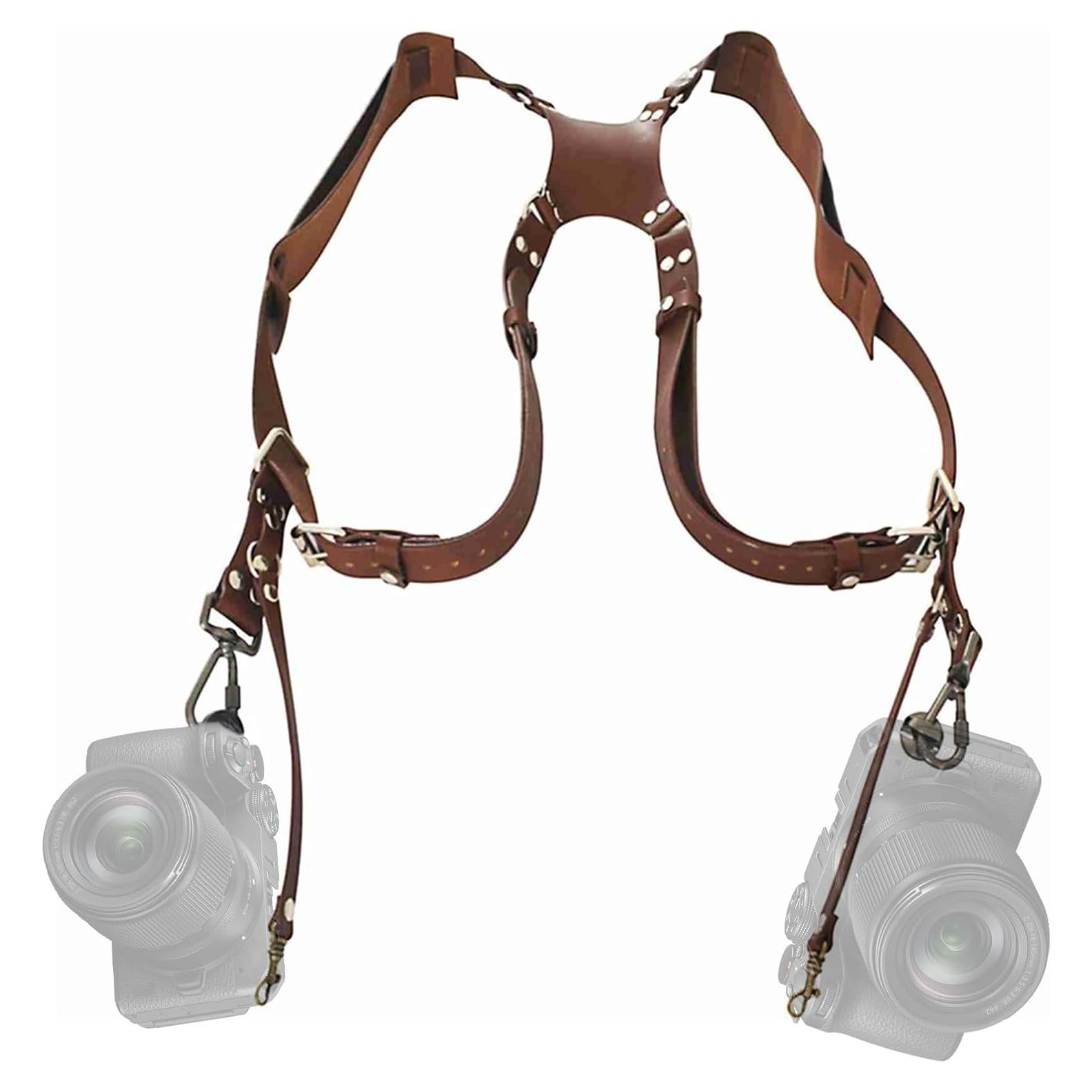 Correa Doble para Cámara Rosvola de Cuero Ajustable 33-51 cm