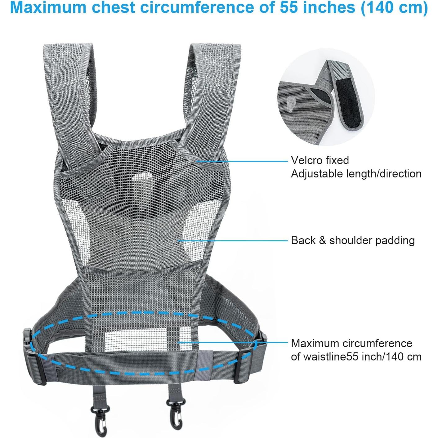 Sistema de Arnés Doble Cámara FOMITO, Chaleco Fotografía Gris