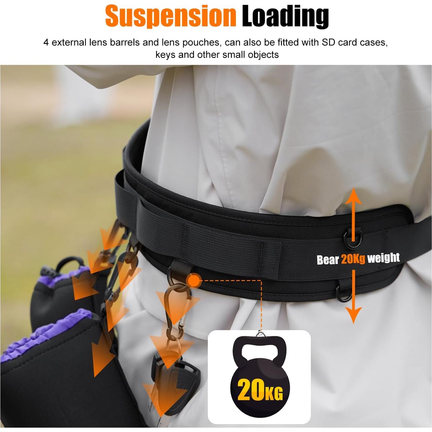 Cinturón Multi-Función Cwatcun Ajustable para Cámara 77.5-111.8 cm