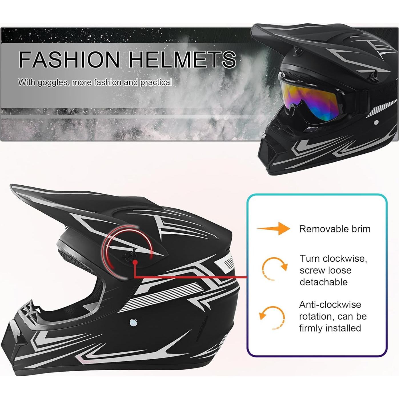 Casco Off-Road TIANDU HUANYING2024513 + Gafas y Guantes