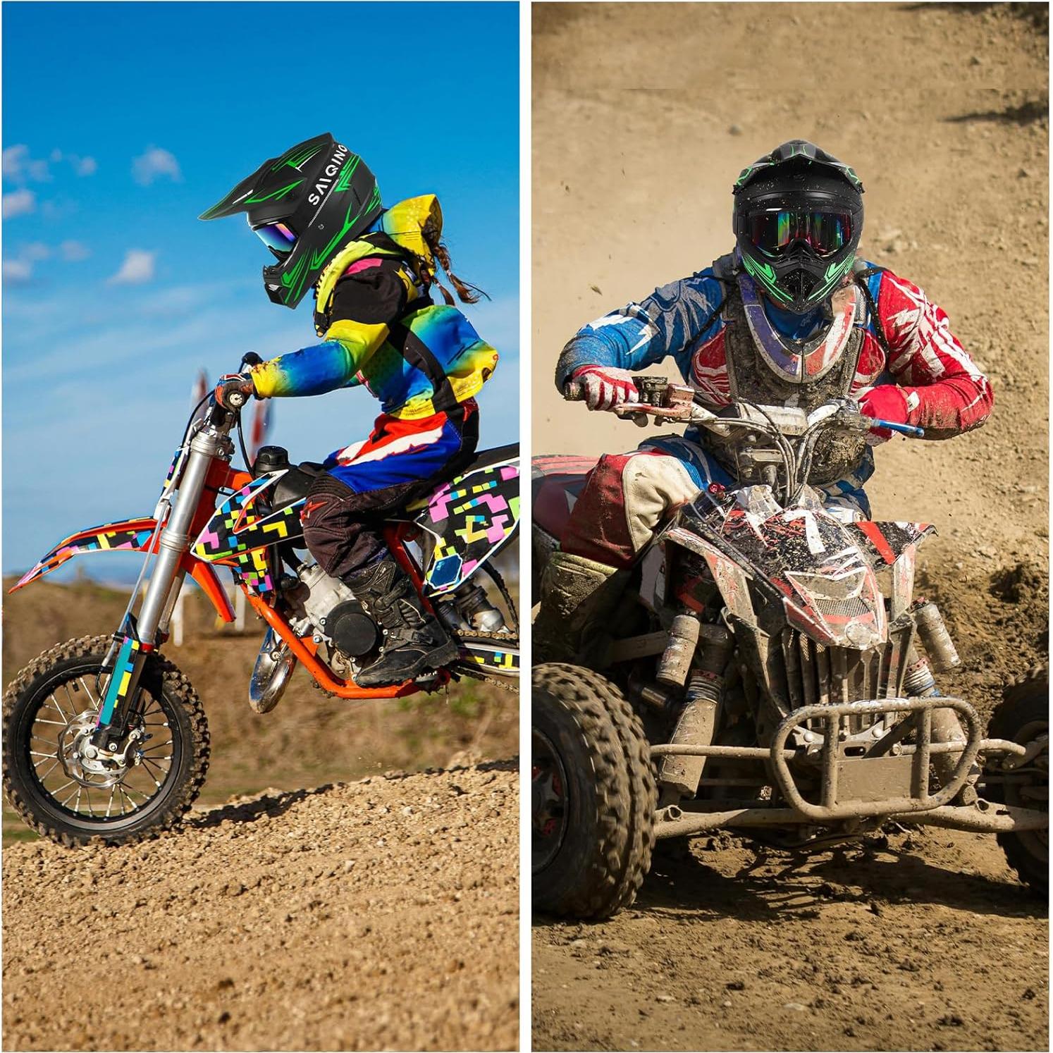 Casco Off-Road TIANDU HUANYING2024513 Verde para Niños