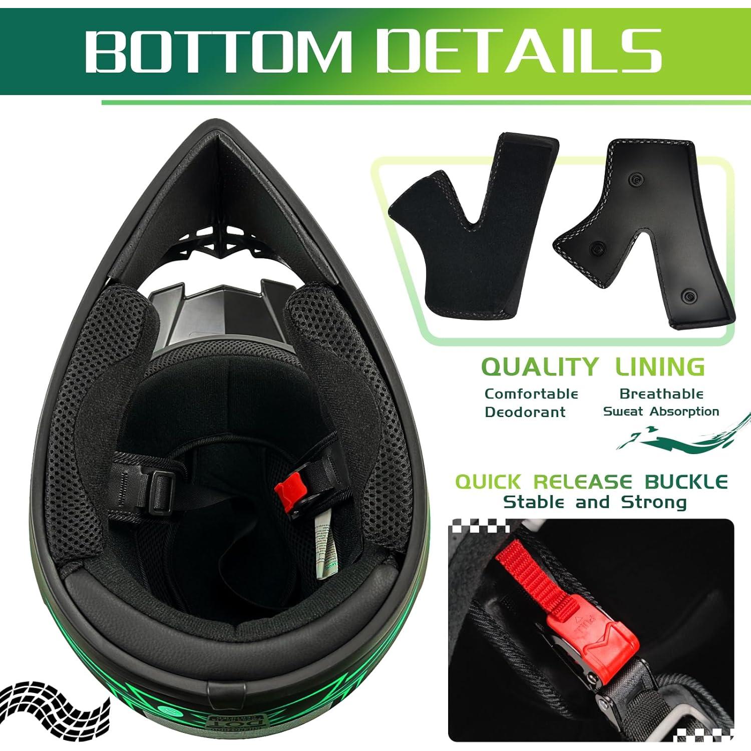 Casco Off-Road TIANDU HUANYING2024513 Verde para Niños