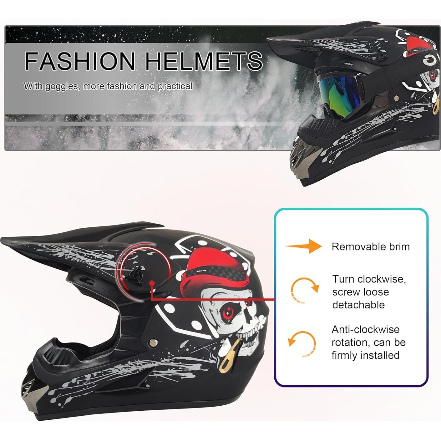 Casco Off-Road TIANDU HUANYING2024513 + Gafas y Guantes