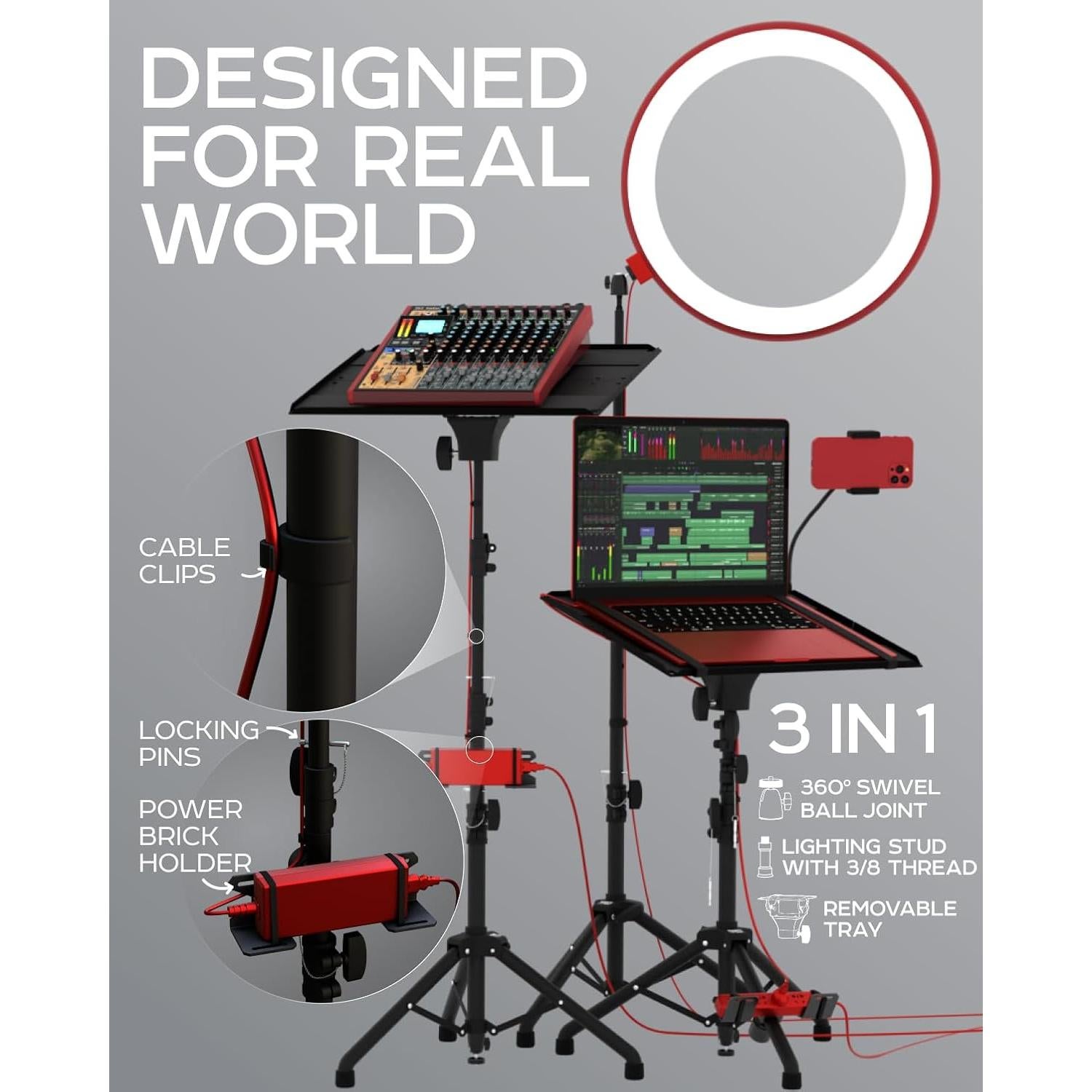 Soporte de trípode ajustable PropVue para proyector y laptop