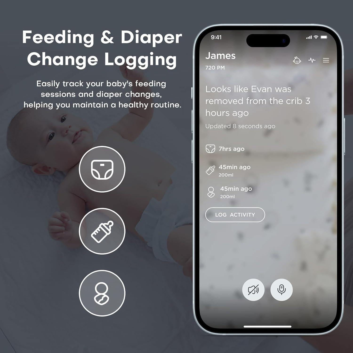 Monitor Inteligente para Bebés Maliton 2K con Soporte de Piso
