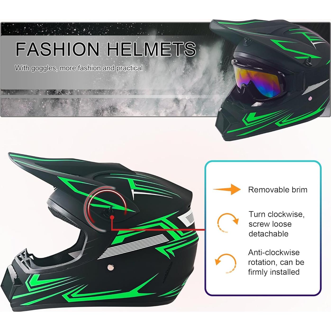 Casco de Motocross TIANDU HUANYING2024513 Verde XL