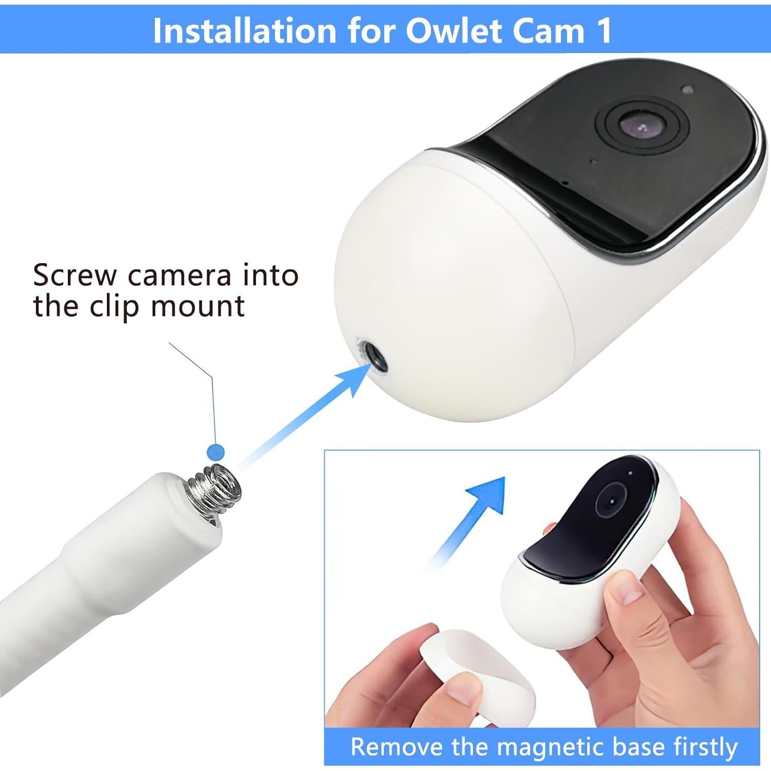 Soporte Clip Flexible Wochel para Monitor de Bebé Owlet Cam 2