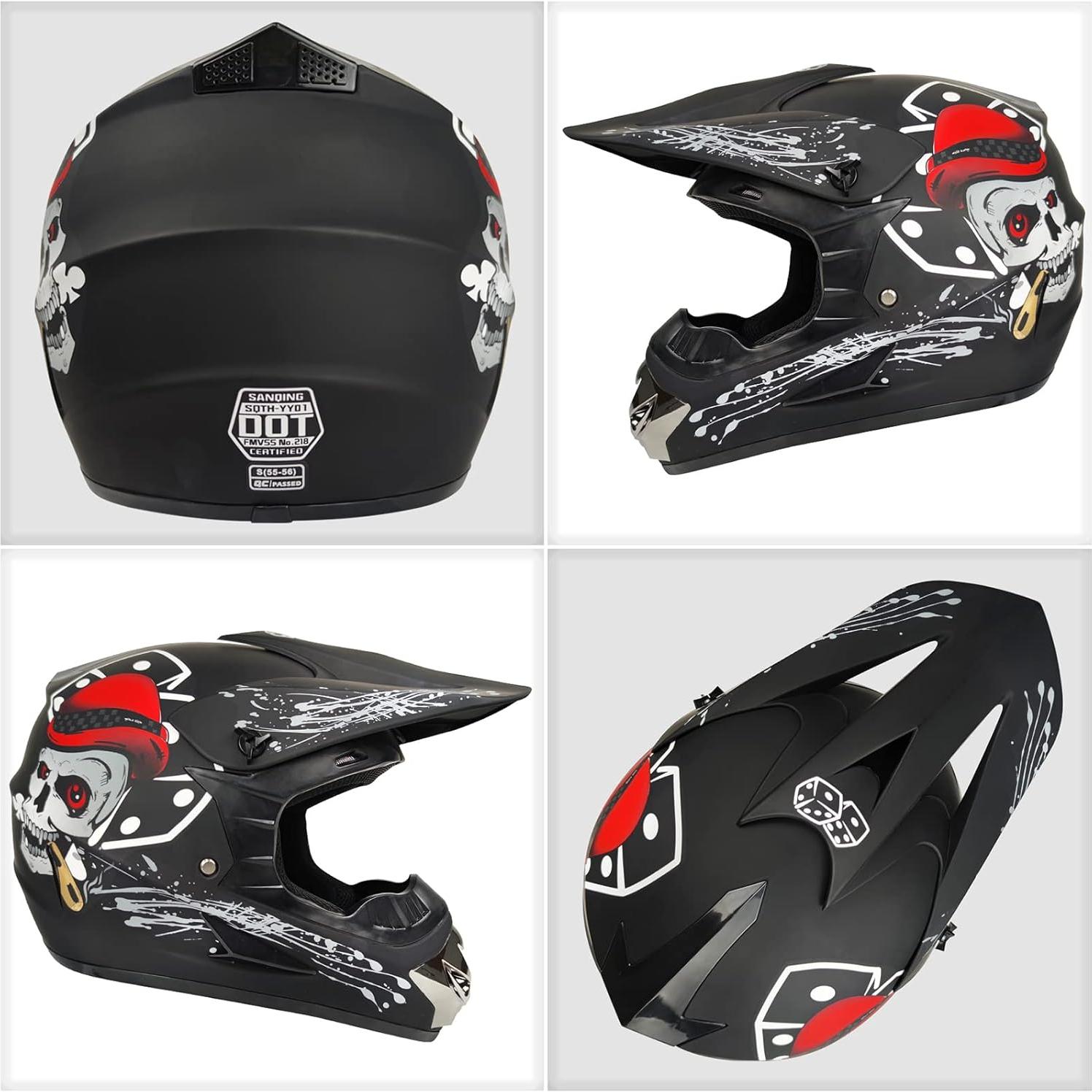 Casco de Motocross TIANDU HUANYING2024513 + Gafas y Guantes