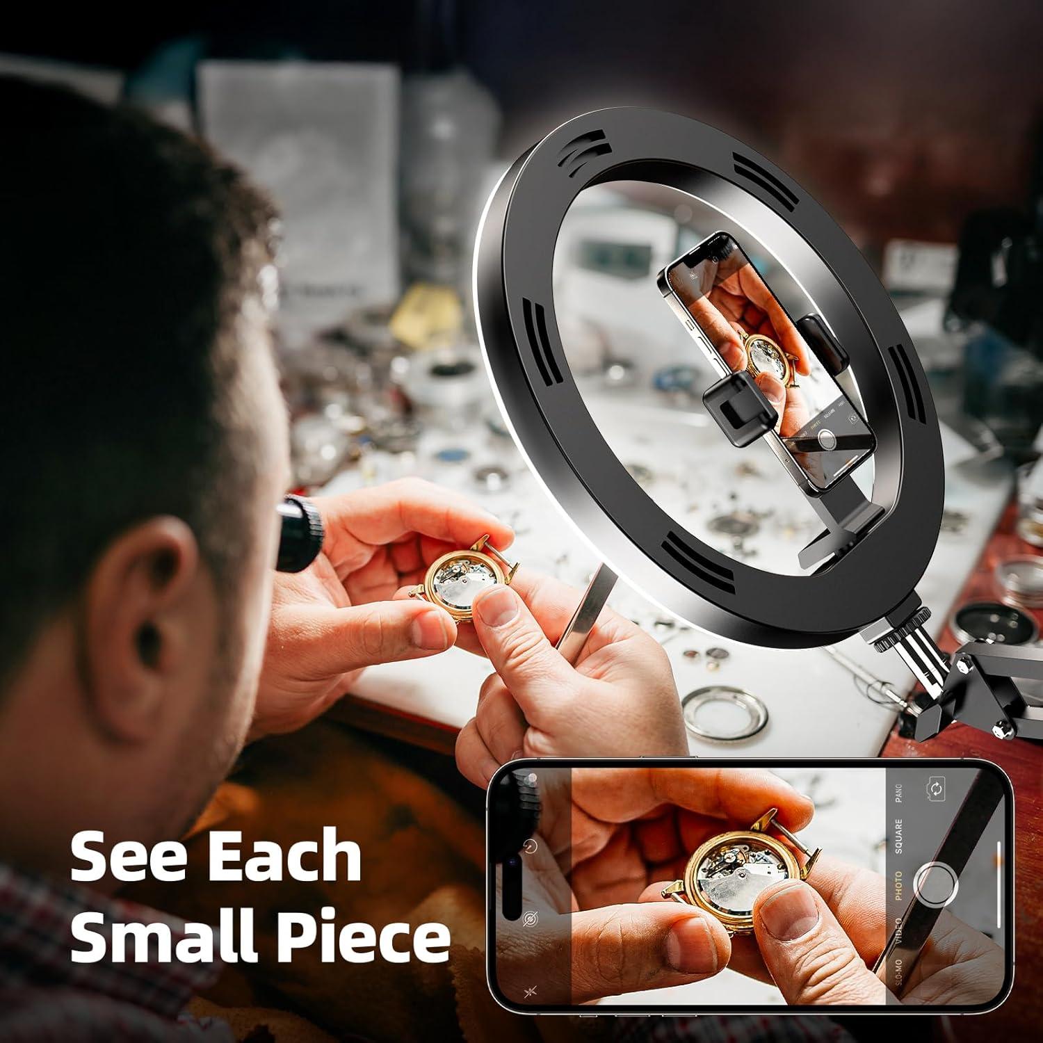 Anillo de Luz LUXSURE 18W con Soporte para Teléfono y Cámara