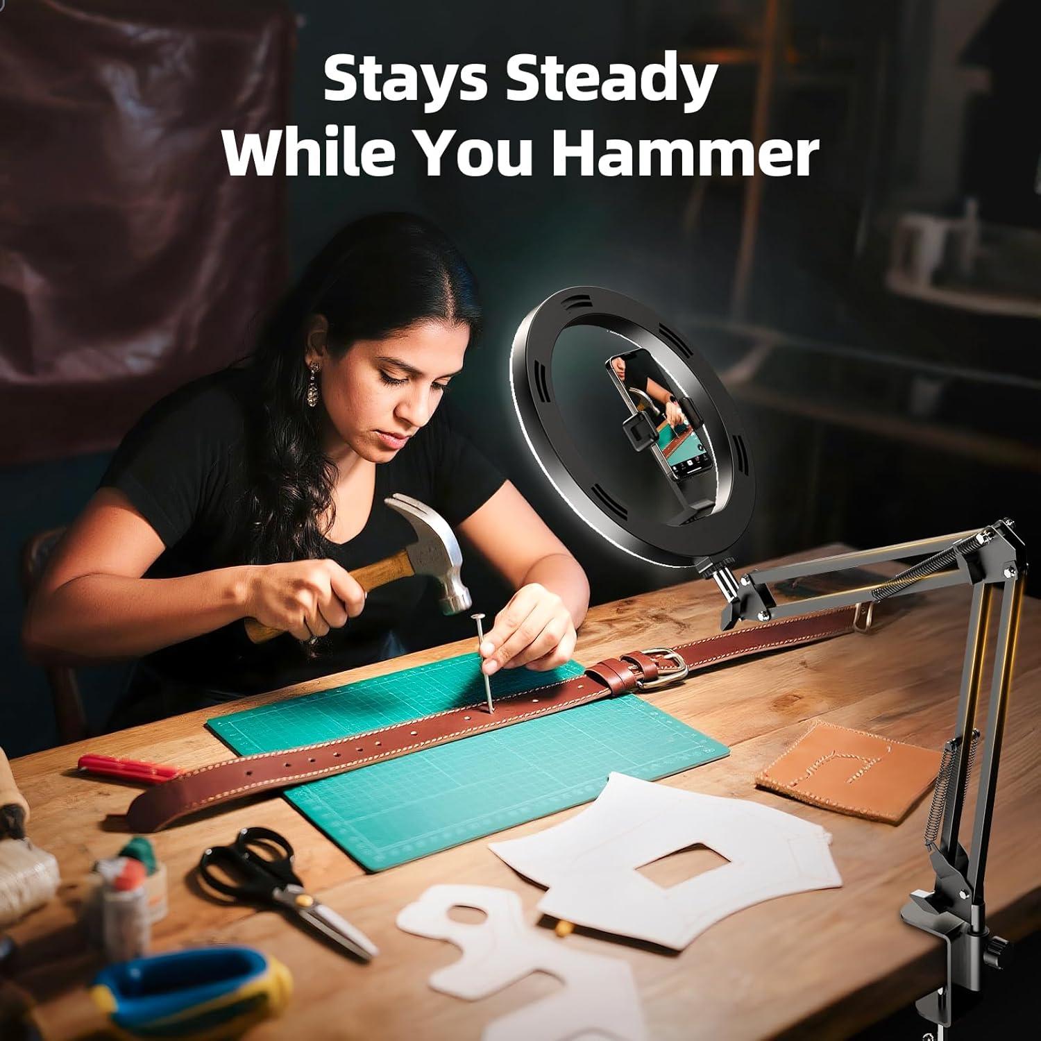 Anillo de Luz LUXSURE 18W con Soporte para Teléfono y Cámara