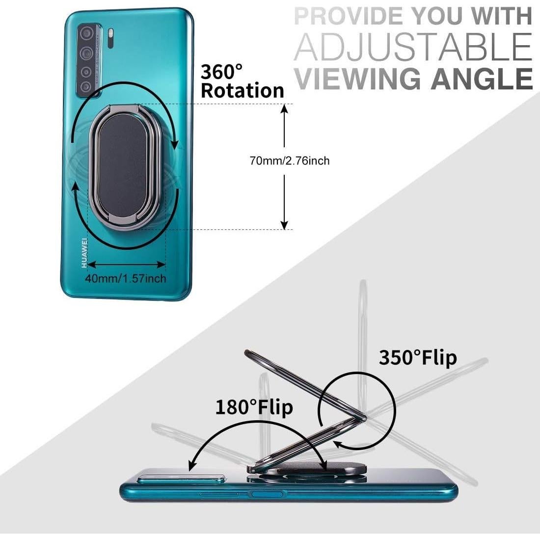 Soporte de Anillo Rimyam Ovalado Negro 360° para Smartphone