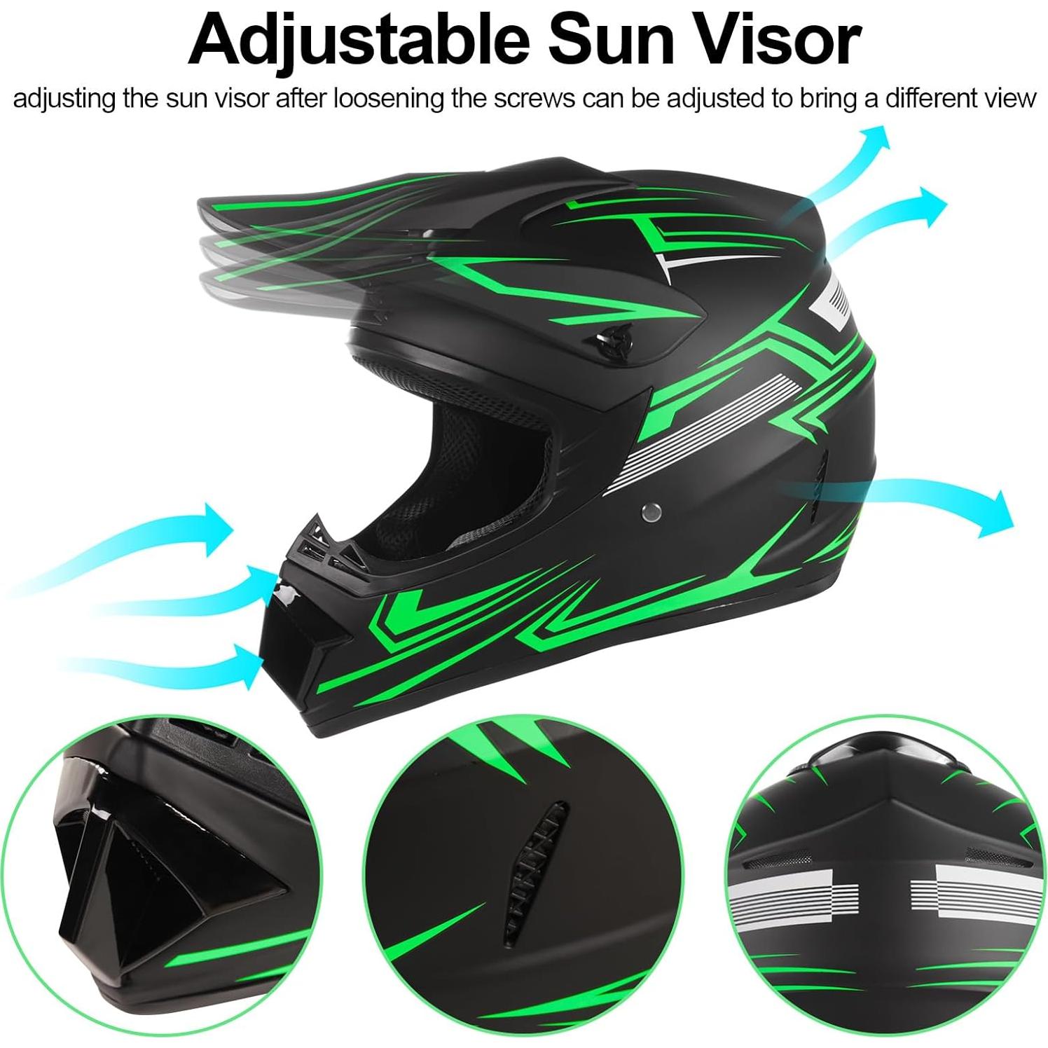 Casco de Motocross TIANDU HUANYING2024513 Verde Grande