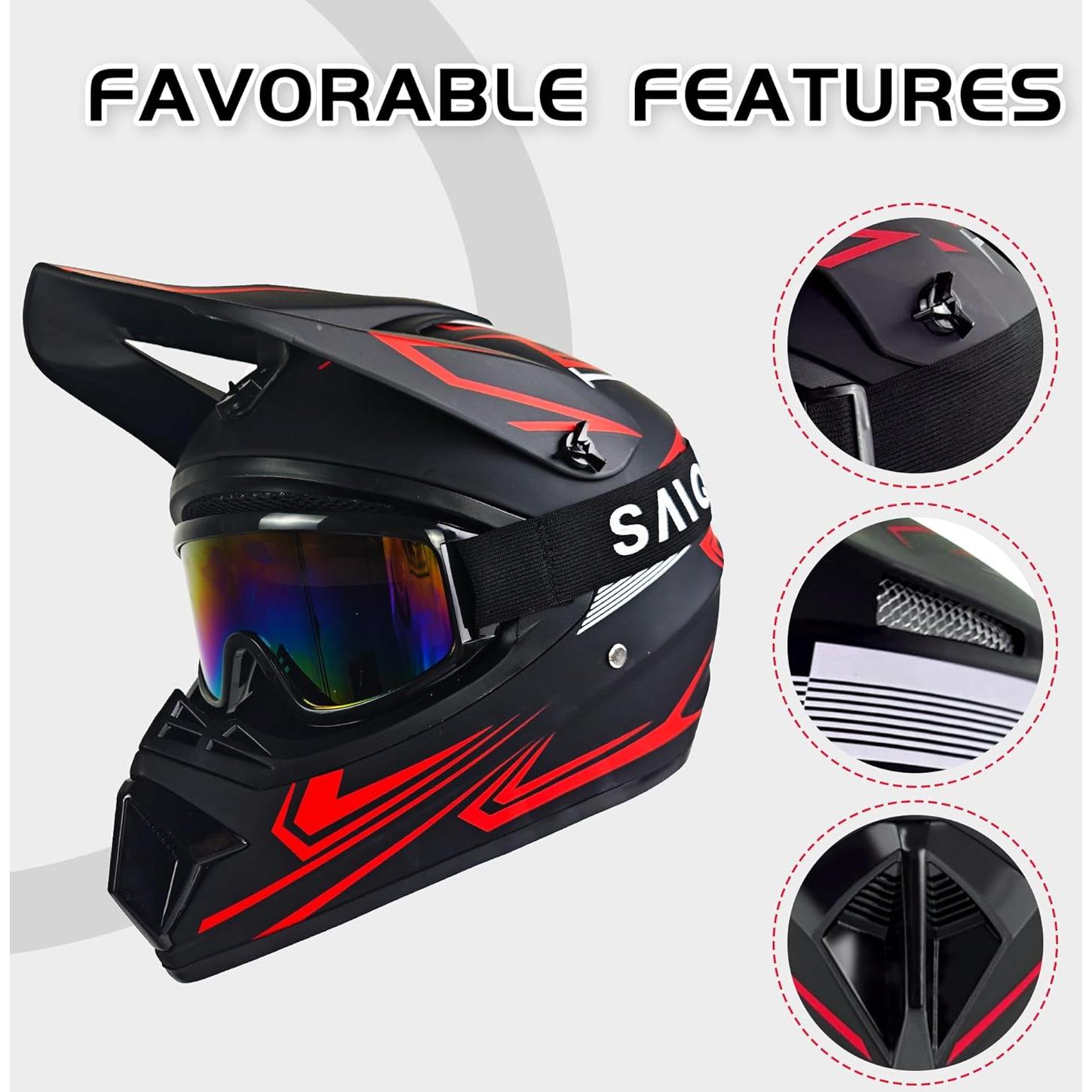 Casco Off-Road TIANDU HUANYING2024513 para Niños Rojo