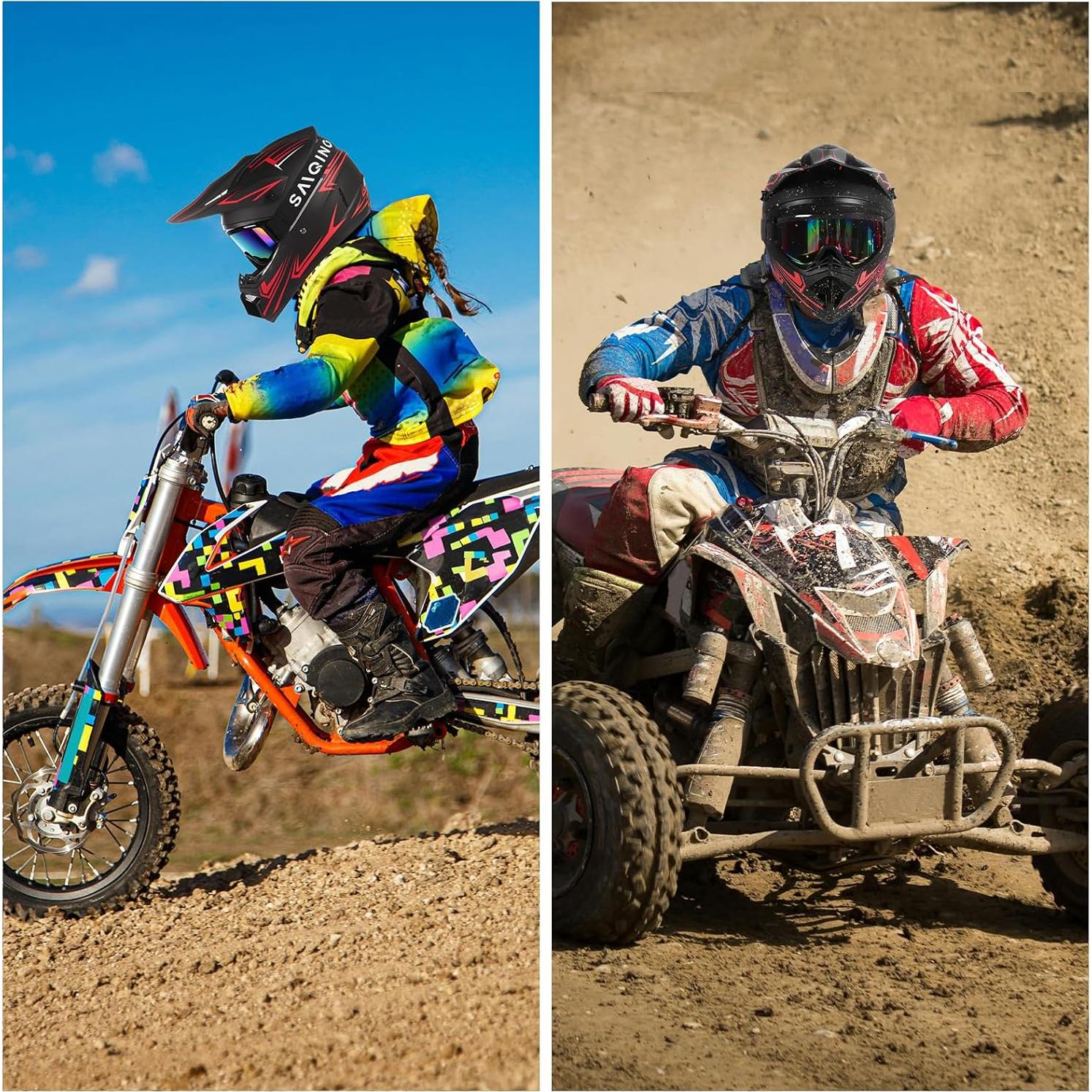 Casco Off-Road TIANDU Mediano Rojo + Gafas y Guantes