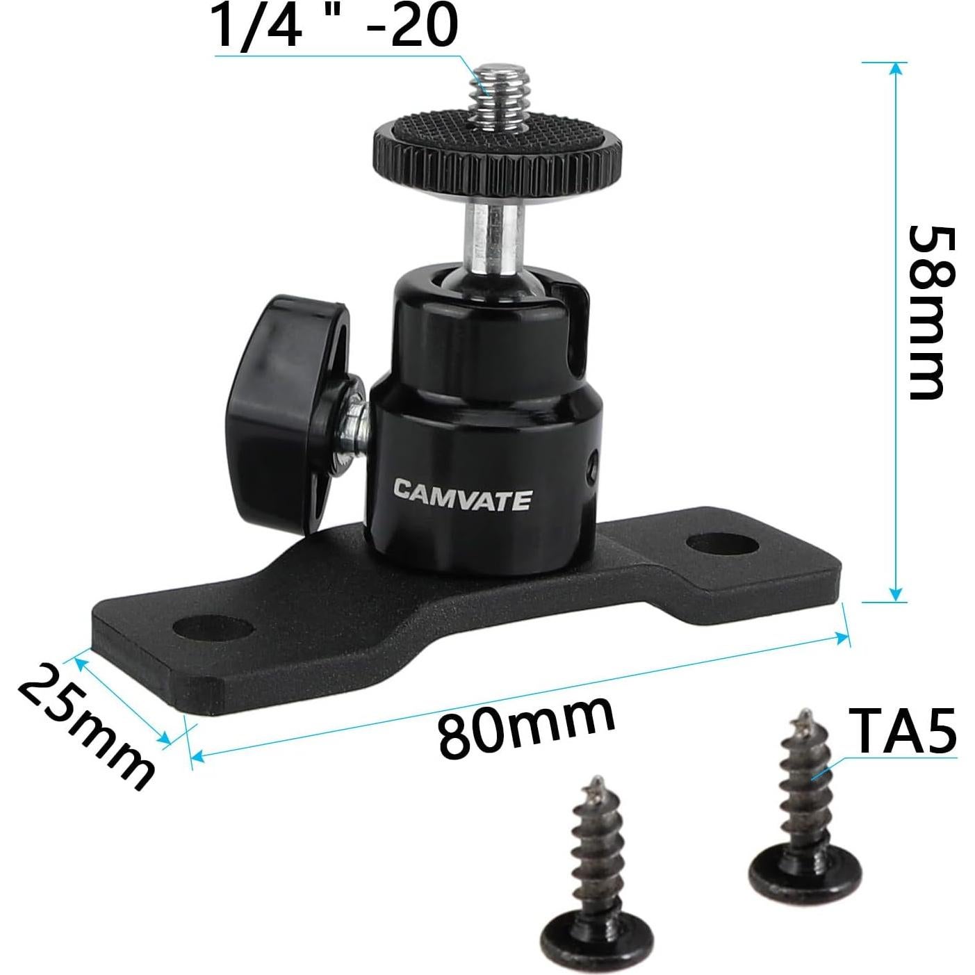 Cabezal de Bola CAMVATE 1/4"-20 con Montaje Inferior 2kg