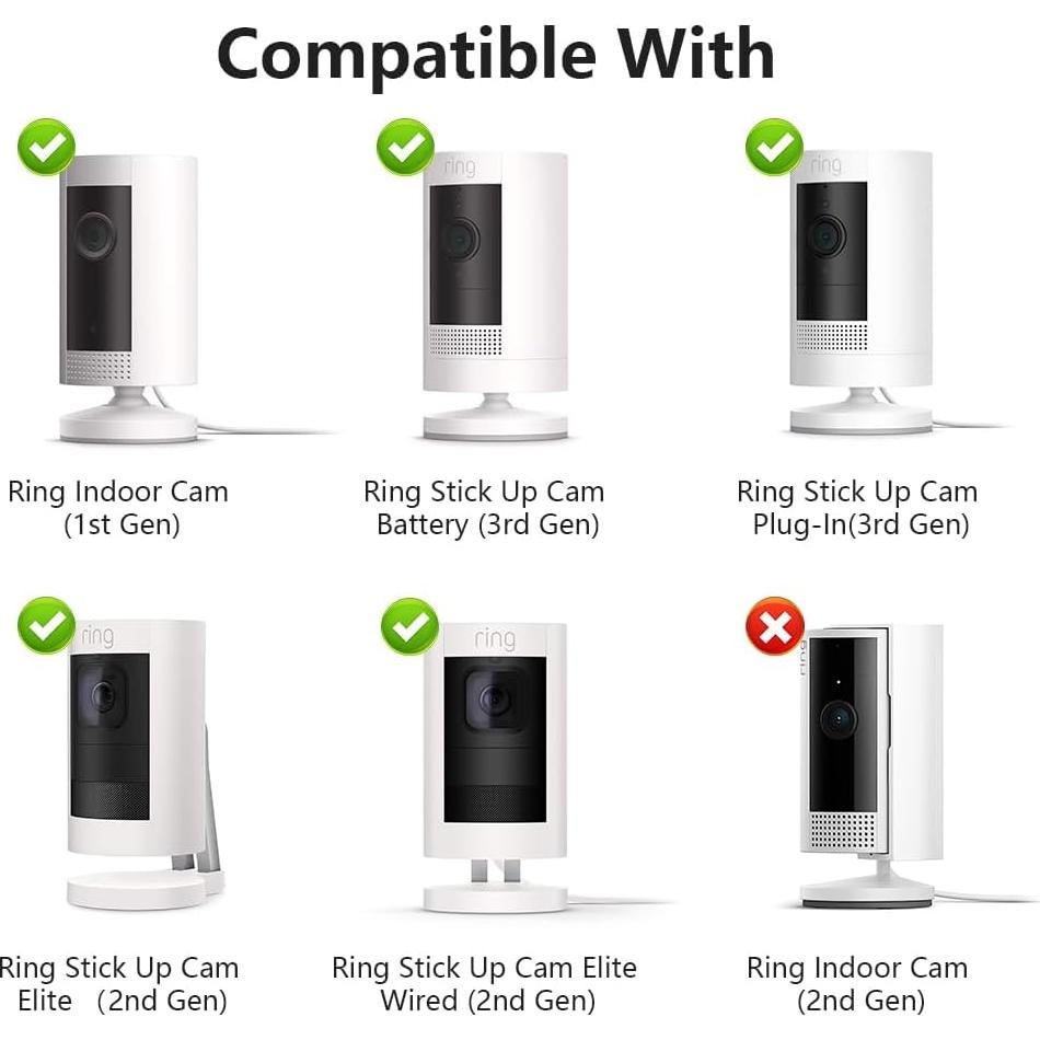 Soporte de Pared Gresur para Cámara Ring - 3 Piezas, Ajustable 360°