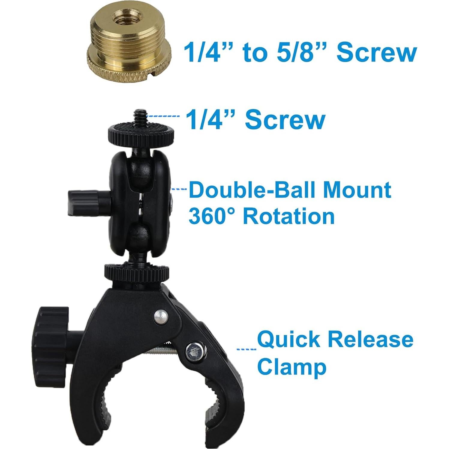 Soporte de Micrófono Mic Crab Clamp Ajustable 1/4" a 5/8"