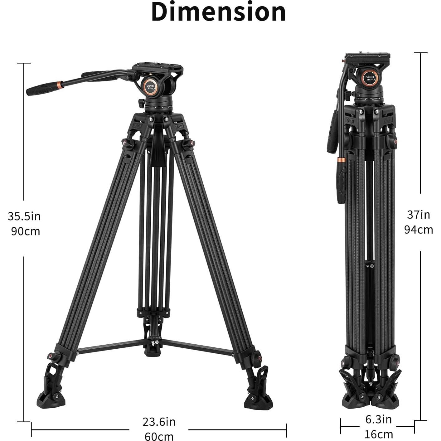 Trípode Profesional Cayer BV25LH de Fibra de Carbono 186 cm